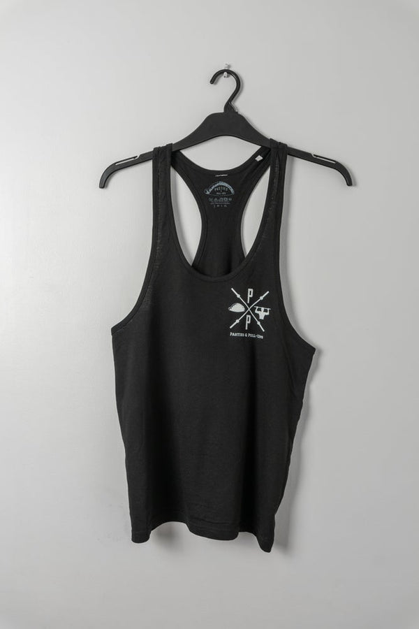 The Original Muscle Vest - Black (White Print)